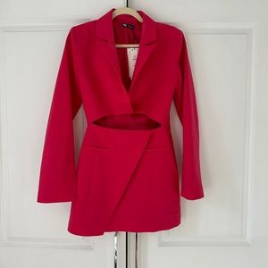 NWT Zara hot pink blazer dress with cut out